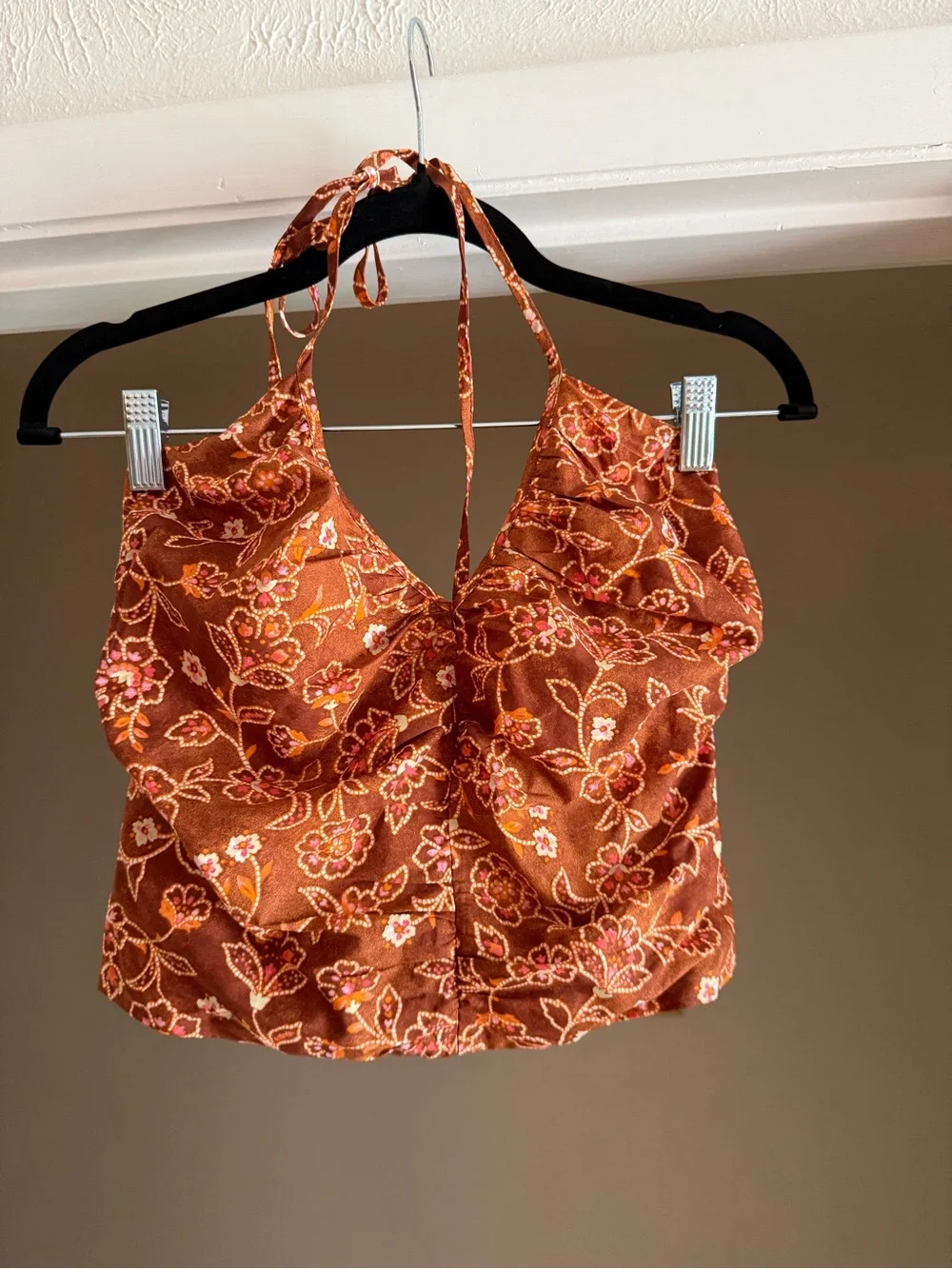 J.Crew Vintage Vines Print V-Neck Halter Top